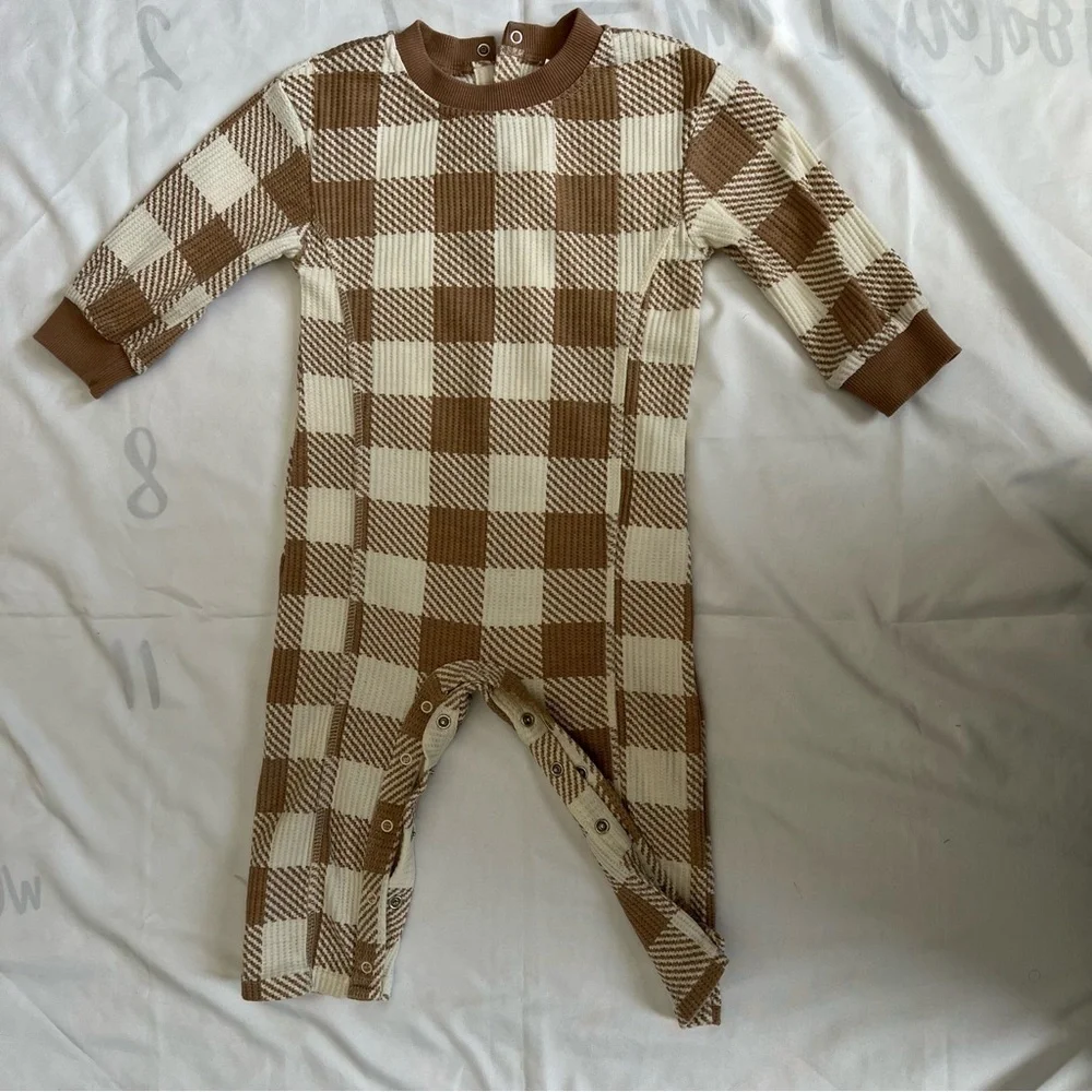 Grayson Collective Brown and White Checkered Kids One Piece Size 18 Months